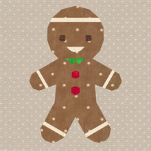Load image into Gallery viewer, Gingie the Gingerbread, Foundation Paper Piecing Pattern (FPP Pattern), Quilt Block, 6 Sizes Included FPP Patterns- Full Bobbin Designs foundation paper piecing patterns quilt block patterns sewing patterns