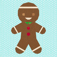 Load image into Gallery viewer, Gingie the Gingerbread, Foundation Paper Piecing Pattern (FPP Pattern), Quilt Block, 6 Sizes Included FPP Patterns- Full Bobbin Designs foundation paper piecing patterns quilt block patterns sewing patterns