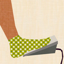 Load image into Gallery viewer, Sewing in Socks, Sewing Machine Foot Pedal, Foundation Paper Piecing Pattern (FPP Pattern), Quilt Block, 4 Sizes FPP Patterns- Full Bobbin Designs foundation paper piecing patterns quilt block patterns sewing patterns