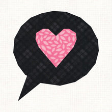 Load image into Gallery viewer, Love Heart, Speech Bubble, Foundation Paper Piecing Pattern (FPP), Quilt Block, 4 sizes FPP Patterns- Full Bobbin Designs foundation paper piecing patterns quilt block patterns sewing patterns