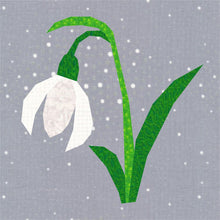 Load image into Gallery viewer, Snowdrop, Flower Foundation Paper Piecing Pattern (FPP Pattern), Quilt Block, 3 sizes FPP Patterns- Full Bobbin Designs foundation paper piecing patterns quilt block patterns sewing patterns