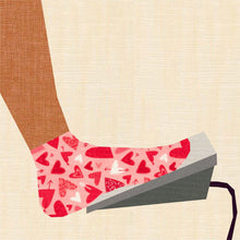 Load image into Gallery viewer, Sewing in Socks, Sewing Machine Foot Pedal, Foundation Paper Piecing Pattern (FPP Pattern), Quilt Block, 4 Sizes FPP Patterns- Full Bobbin Designs foundation paper piecing patterns quilt block patterns sewing patterns