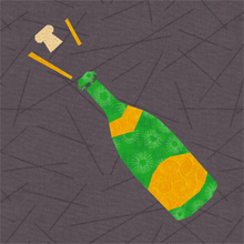 Load image into Gallery viewer, Fizz! Champagne Bottle, Foundation Paper Piecing Pattern (FPP Pattern), Quilt Block, 3 sizes FPP Patterns- Full Bobbin Designs foundation paper piecing patterns quilt block patterns sewing patterns
