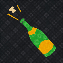 Load image into Gallery viewer, Fizz! Champagne Bottle, Foundation Paper Piecing Pattern (FPP Pattern), Quilt Block, 3 sizes FPP Patterns- Full Bobbin Designs foundation paper piecing patterns quilt block patterns sewing patterns