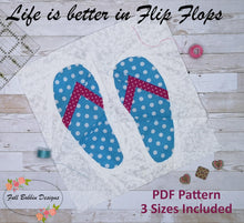 Load image into Gallery viewer, Flip Flops Foundation Paper Piecing Pattern (FPP Pattern), Quilt Block, 3 sizes FPP Patterns- Full Bobbin Designs foundation paper piecing patterns quilt block patterns sewing patterns