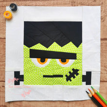 Load image into Gallery viewer, Frankie Frankenstein, Halloween, Foundation Paper Piecing Pattern (FPP Pattern), Quilt Block, 3 sizes FPP Patterns- Full Bobbin Designs foundation paper piecing patterns quilt block patterns sewing patterns