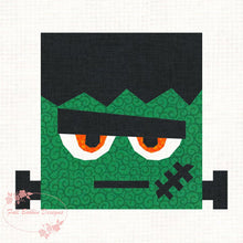 Load image into Gallery viewer, Frankie Frankenstein, Halloween, Foundation Paper Piecing Pattern (FPP Pattern), Quilt Block, 3 sizes FPP Patterns- Full Bobbin Designs foundation paper piecing patterns quilt block patterns sewing patterns