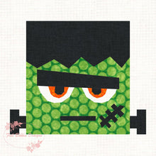 Load image into Gallery viewer, Frankie Frankenstein, Halloween, Foundation Paper Piecing Pattern (FPP Pattern), Quilt Block, 3 sizes FPP Patterns- Full Bobbin Designs foundation paper piecing patterns quilt block patterns sewing patterns