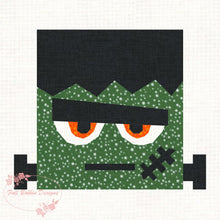 Load image into Gallery viewer, Frankie Frankenstein, Halloween, Foundation Paper Piecing Pattern (FPP Pattern), Quilt Block, 3 sizes FPP Patterns- Full Bobbin Designs foundation paper piecing patterns quilt block patterns sewing patterns