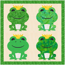 Load image into Gallery viewer, Frog Prince, Foundation Paper Piecing Pattern (FPP), Quilt Block, 4 sizes FPP Patterns- Full Bobbin Designs foundation paper piecing patterns quilt block patterns sewing patterns