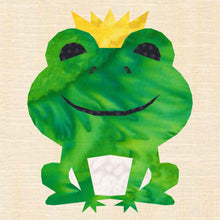 Load image into Gallery viewer, Frog Prince, Foundation Paper Piecing Pattern (FPP), Quilt Block, 4 sizes FPP Patterns- Full Bobbin Designs foundation paper piecing patterns quilt block patterns sewing patterns