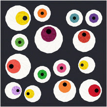 Load image into Gallery viewer, Googly Eyes, Halloween, Foundation Paper Piecing Pattern (FPP Pattern), Quilt Block, 2 versions, 4 sizes FPP Patterns- Full Bobbin Designs foundation paper piecing patterns quilt block patterns sewing patterns