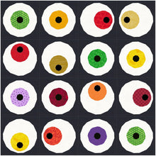 Load image into Gallery viewer, Googly Eyes, Halloween, Foundation Paper Piecing Pattern (FPP Pattern), Quilt Block, 2 versions, 4 sizes FPP Patterns- Full Bobbin Designs foundation paper piecing patterns quilt block patterns sewing patterns
