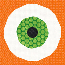 Load image into Gallery viewer, Googly Eyes, Halloween, Foundation Paper Piecing Pattern (FPP Pattern), Quilt Block, 2 versions, 4 sizes FPP Patterns- Full Bobbin Designs foundation paper piecing patterns quilt block patterns sewing patterns