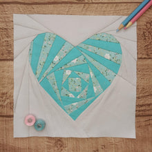 Load image into Gallery viewer, Heart Lens, Foundation Paper Piecing, FPP Pattern, 3 sizes FPP Patterns- Full Bobbin Designs foundation paper piecing patterns quilt block patterns sewing patterns