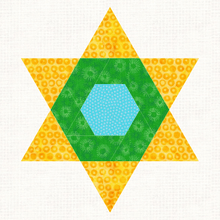 Load image into Gallery viewer, Hexagram, Foundation Paper Piecing Pattern (FPP Pattern), 3 sizes FPP Patterns- Full Bobbin Designs foundation paper piecing patterns quilt block patterns sewing patterns