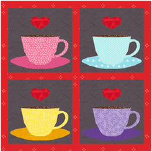 Load image into Gallery viewer, I Love Coffee, or Tea? Foundation Paper Piecing Pattern (FPP Pattern), Quilt Block, 4 sizes included FPP Patterns- Full Bobbin Designs foundation paper piecing patterns quilt block patterns sewing patterns