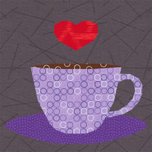 Load image into Gallery viewer, I Love Coffee, or Tea? Foundation Paper Piecing Pattern (FPP Pattern), Quilt Block, 4 sizes included FPP Patterns- Full Bobbin Designs foundation paper piecing patterns quilt block patterns sewing patterns