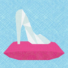 Load image into Gallery viewer, If the Shoe Fits, Glass Slipper, Princess, Foundation Paper Piecing Pattern (FPP Pattern), Quilt Block, 4 sizes FPP Patterns- Full Bobbin Designs foundation paper piecing patterns quilt block patterns sewing patterns