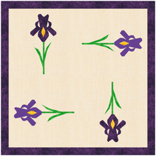 Load image into Gallery viewer, Iris, Flower Foundation Paper Piecing Pattern (FPP Pattern), Quilt Block, 3 sizes FPP Patterns- Full Bobbin Designs foundation paper piecing patterns quilt block patterns sewing patterns