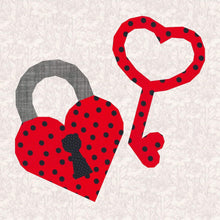 Load image into Gallery viewer, Key to my Heart, Foundation Paper Piecing Pattern (FPP Pattern), Quilt Block, 3 sizes FPP Patterns- Full Bobbin Designs foundation paper piecing patterns quilt block patterns sewing patterns