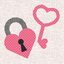 Load image into Gallery viewer, Key to my Heart, Foundation Paper Piecing Pattern (FPP Pattern), Quilt Block, 3 sizes FPP Patterns- Full Bobbin Designs foundation paper piecing patterns quilt block patterns sewing patterns