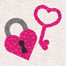 Load image into Gallery viewer, Key to my Heart, Foundation Paper Piecing Pattern (FPP Pattern), Quilt Block, 3 sizes FPP Patterns- Full Bobbin Designs foundation paper piecing patterns quilt block patterns sewing patterns