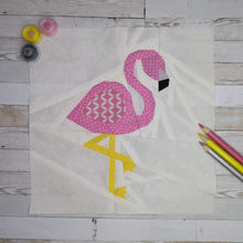 Load image into Gallery viewer, Let's Flamingle! Flamingo Foundation Paper Piecing Pattern (FPP Pattern), Quilt Block, 3 sizes FPP Patterns- Full Bobbin Designs foundation paper piecing patterns quilt block patterns sewing patterns