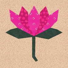 Load image into Gallery viewer, Lotus Flower, Foundation Paper Pieced Pattern (FPP Pattern), Quilt Block, 3 sizes FPP Patterns- Full Bobbin Designs foundation paper piecing patterns quilt block patterns sewing patterns