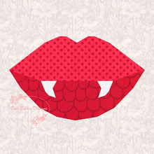 Load image into Gallery viewer, Love Bite, Vampire, Halloween, Foundation Paper Piecing Pattern (FPP Pattern), Quilt Block, 3 sizes FPP Patterns- Full Bobbin Designs foundation paper piecing patterns quilt block patterns sewing patterns