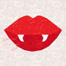 Load image into Gallery viewer, Love Bite, Vampire, Halloween, Foundation Paper Piecing Pattern (FPP Pattern), Quilt Block, 3 sizes FPP Patterns- Full Bobbin Designs foundation paper piecing patterns quilt block patterns sewing patterns