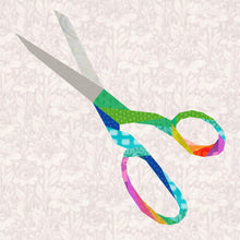 Load image into Gallery viewer, Measure Twice Cut Once, Scissors, Sewing Notions, Foundation Paper Piecing Pattern (FPP), Quilt Block, PDF Pattern, 3 Sizes FPP Patterns- Full Bobbin Designs foundation paper piecing patterns quilt block patterns sewing patterns