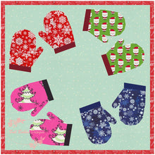 Load image into Gallery viewer, Mittens, Foundation Paper Piecing Pattern (FPP Pattern), Quilt Block, 3 sizes FPP Patterns- Full Bobbin Designs foundation paper piecing patterns quilt block patterns sewing patterns
