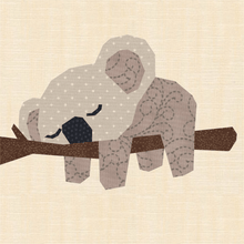 Load image into Gallery viewer, Nap Time, Koala, Foundation Paper Piecing Pattern (FPP Pattern), Quilt Block, 3 sizes FPP Patterns- Full Bobbin Designs foundation paper piecing patterns quilt block patterns sewing patterns