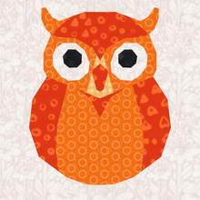Load image into Gallery viewer, Owl, Foundation Paper Piecing Pattern (FPP Pattern), Quilt Block, 4 sizes FPP Patterns- Full Bobbin Designs foundation paper piecing patterns quilt block patterns sewing patterns