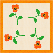 Load image into Gallery viewer, Pansy, Flower Foundation Paper Piecing Pattern (FPP Pattern), Quilt Block, 3 sizes FPP Patterns- Full Bobbin Designs foundation paper piecing patterns quilt block patterns sewing patterns