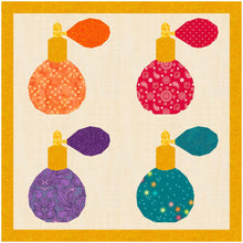 Load image into Gallery viewer, Perfume Atomiser, Foundation Paper Piecing Pattern (FPP Pattern), Quilt Block, 4 sizes FPP Patterns- Full Bobbin Designs foundation paper piecing patterns quilt block patterns sewing patterns