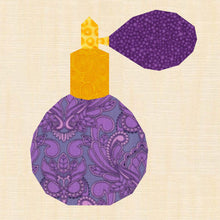 Load image into Gallery viewer, Perfume Atomiser, Foundation Paper Piecing Pattern (FPP Pattern), Quilt Block, 4 sizes FPP Patterns- Full Bobbin Designs foundation paper piecing patterns quilt block patterns sewing patterns