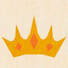 Load image into Gallery viewer, Princess Crown, Foundation Paper Piecing Pattern (FPP Pattern), Quilt Block, 4 sizes FPP Patterns- Full Bobbin Designs foundation paper piecing patterns quilt block patterns sewing patterns