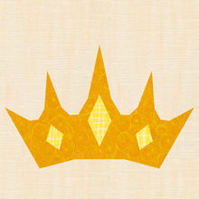 Load image into Gallery viewer, Princess Crown, Foundation Paper Piecing Pattern (FPP Pattern), Quilt Block, 4 sizes FPP Patterns- Full Bobbin Designs foundation paper piecing patterns quilt block patterns sewing patterns