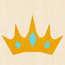 Load image into Gallery viewer, Princess Crown, Foundation Paper Piecing Pattern (FPP Pattern), Quilt Block, 4 sizes FPP Patterns- Full Bobbin Designs foundation paper piecing patterns quilt block patterns sewing patterns