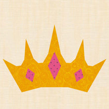 Load image into Gallery viewer, Princess Crown, Foundation Paper Piecing Pattern (FPP Pattern), Quilt Block, 4 sizes FPP Patterns- Full Bobbin Designs foundation paper piecing patterns quilt block patterns sewing patterns