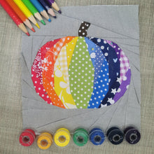 Load image into Gallery viewer, Pumpkin, Halloween, Foundation Paper Piecing Pattern (FPP Pattern), Quilt Block, 5 sizes FPP Patterns- Full Bobbin Designs foundation paper piecing patterns quilt block patterns sewing patterns