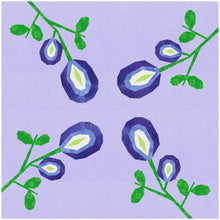 Load image into Gallery viewer, Butterfly Pea, Flower Foundation Paper Piecing Pattern (FPP Pattern), Quilt Block, 3 sizes FPP Patterns- Full Bobbin Designs foundation paper piecing patterns quilt block patterns sewing patterns