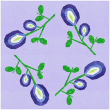 Load image into Gallery viewer, Butterfly Pea, Flower Foundation Paper Piecing Pattern (FPP Pattern), Quilt Block, 3 sizes FPP Patterns- Full Bobbin Designs foundation paper piecing patterns quilt block patterns sewing patterns