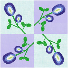 Load image into Gallery viewer, Butterfly Pea, Flower Foundation Paper Piecing Pattern (FPP Pattern), Quilt Block, 3 sizes FPP Patterns- Full Bobbin Designs foundation paper piecing patterns quilt block patterns sewing patterns