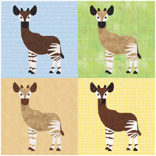 Load image into Gallery viewer, Okapi, Foundation Paper Piecing Pattern (FPP Pattern), Quilt Block, 4 sizes