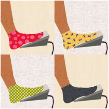 Load image into Gallery viewer, Sewing in Socks, Sewing Machine Foot Pedal, Foundation Paper Piecing Pattern (FPP Pattern), Quilt Block, 4 Sizes FPP Patterns- Full Bobbin Designs foundation paper piecing patterns quilt block patterns sewing patterns