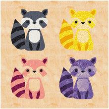 Load image into Gallery viewer, Raccoon, Foundation Paper Piecing Pattern (FPP Pattern), Quilt Block, 4 sizes FPP Patterns- Full Bobbin Designs foundation paper piecing patterns quilt block patterns sewing patterns