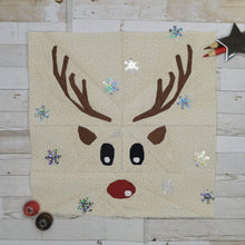 Load image into Gallery viewer, Red Nosed Reindeer, Foundation Paper Piecing Pattern (FPP Pattern), Quilt Block, 3 sizes FPP Patterns- Full Bobbin Designs foundation paper piecing patterns quilt block patterns sewing patterns